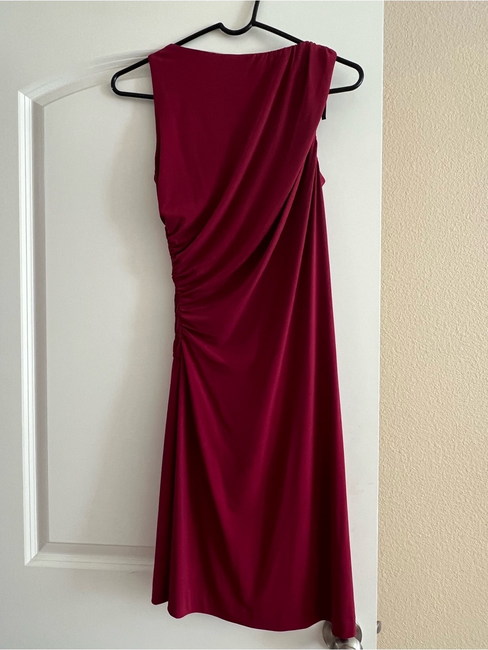 Elegant Side Ruched Burgundy Dress